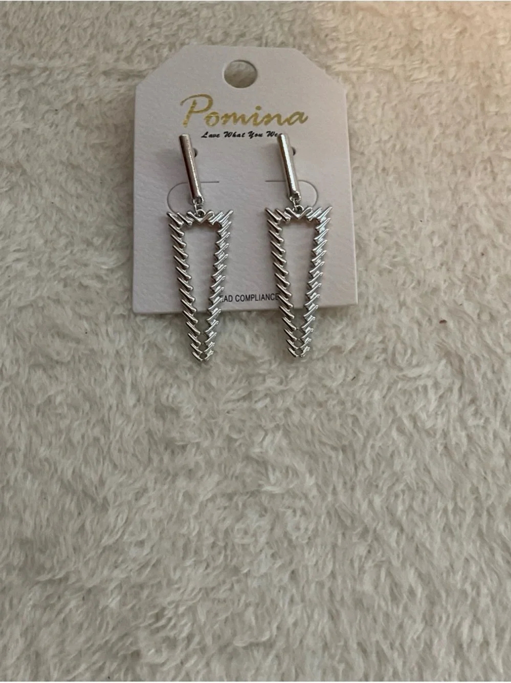 Pomina Silver Textured Chevron Drop Earrings